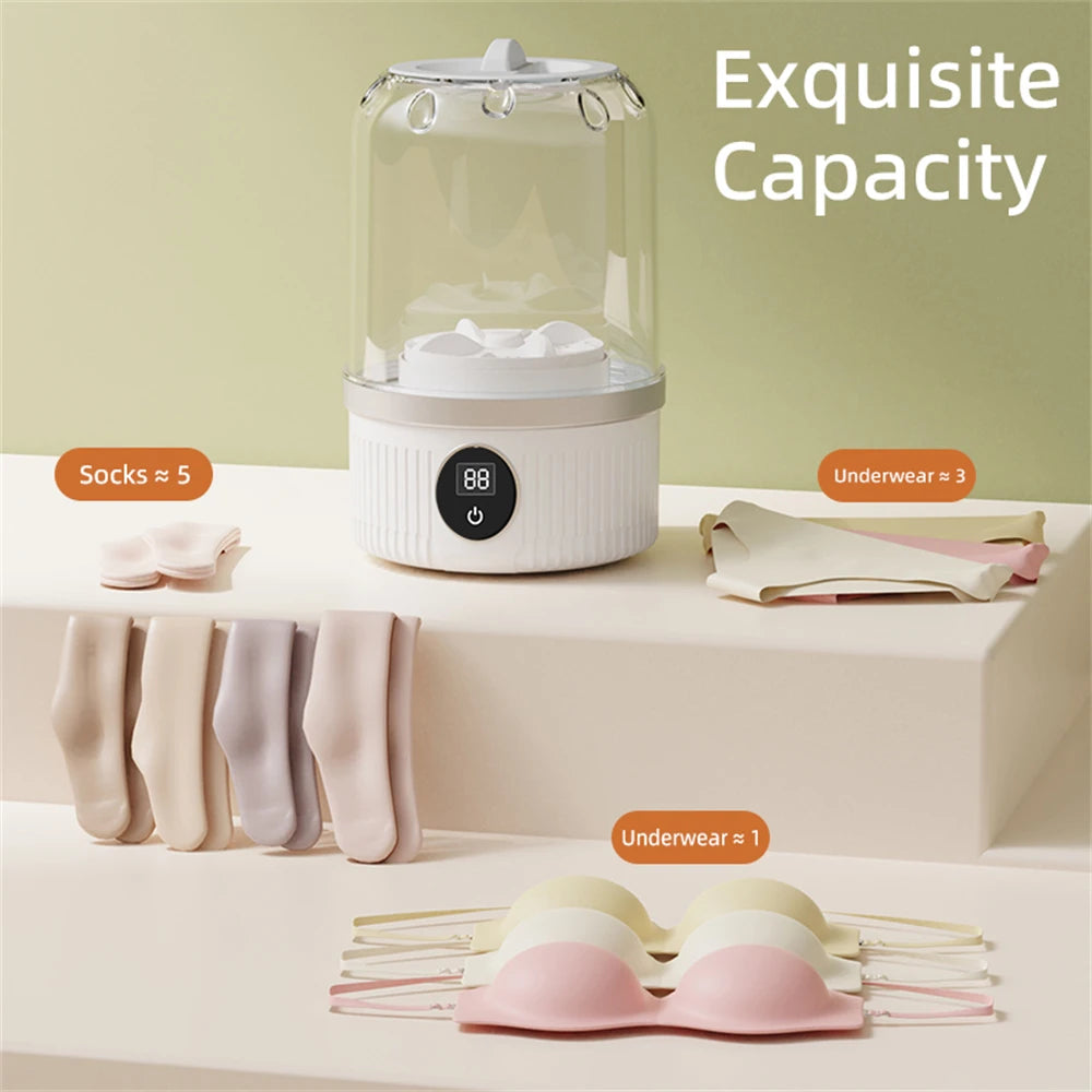1L Mini Rechargeable Washing Machine Underwear Travel Portable Small Socks Washing Machine Dehydratable Portable Laundry Bucket